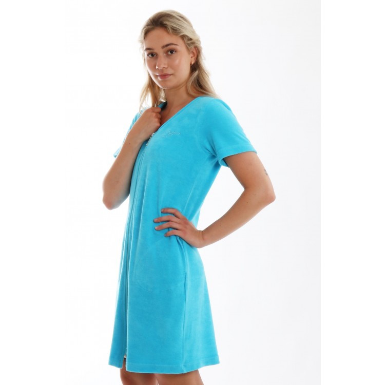 BARI 5464 3/4 šaty s krátkým rukávem blue atoll M pohodlné zavazovací šaty s krátkým rukávem 6335 blue atoll