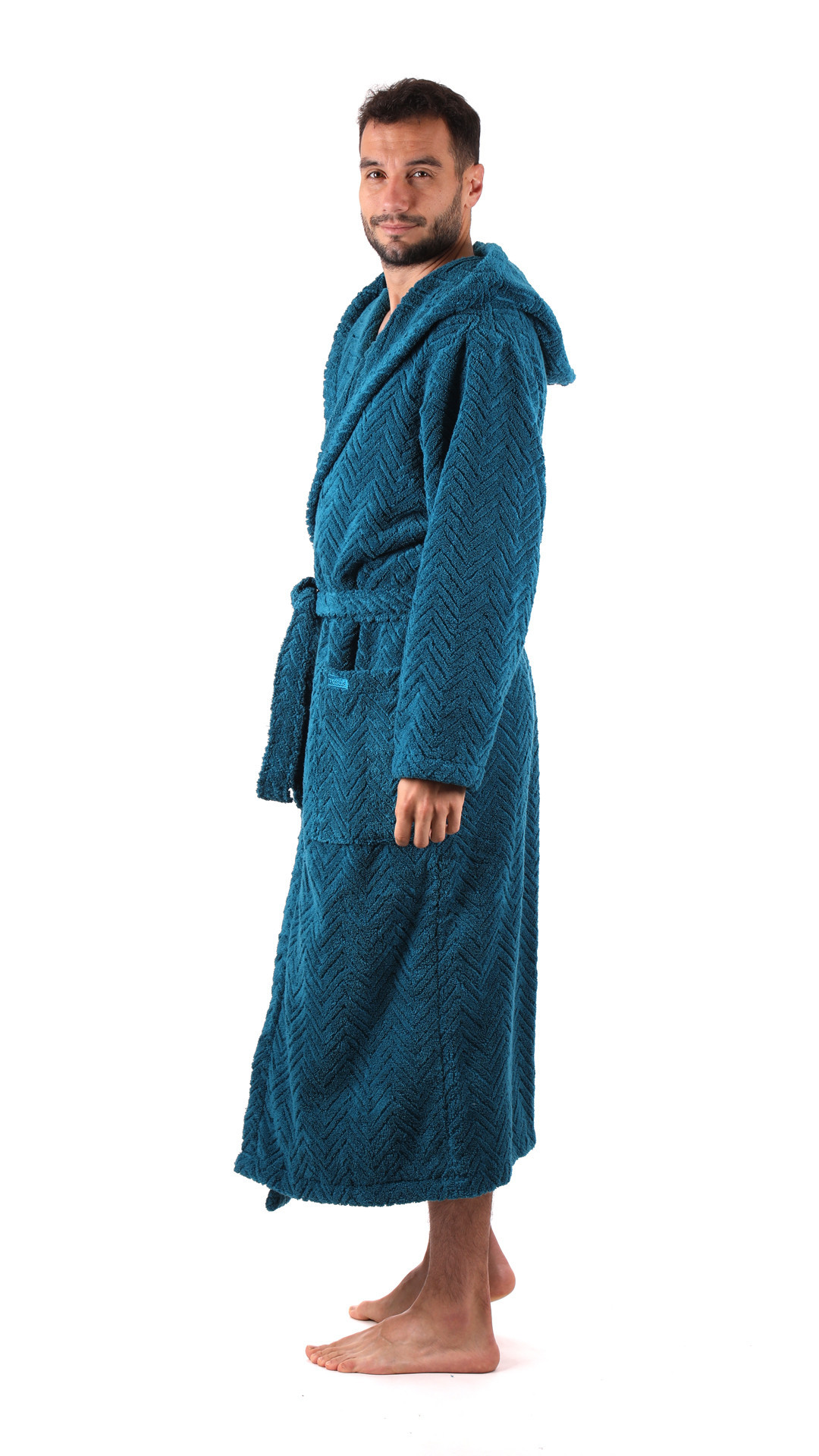 pánsky župan Athena s kapucňou Petrol L