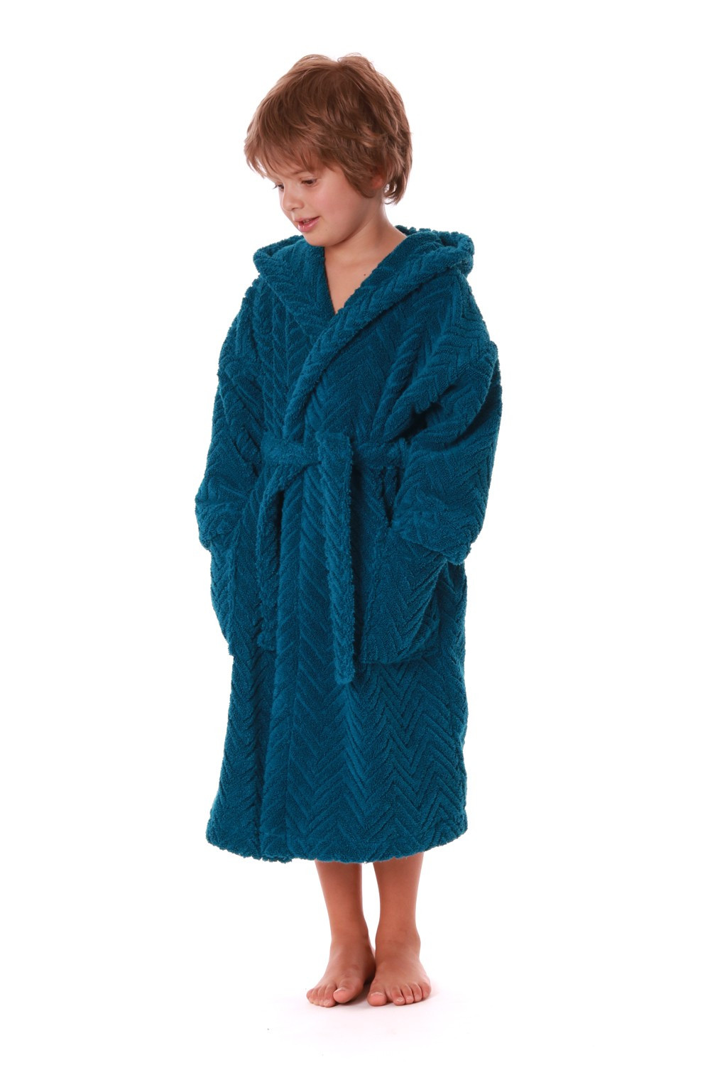 Detský župan Athena s kapucňou 3116 petrol - Vestis dětské č.128