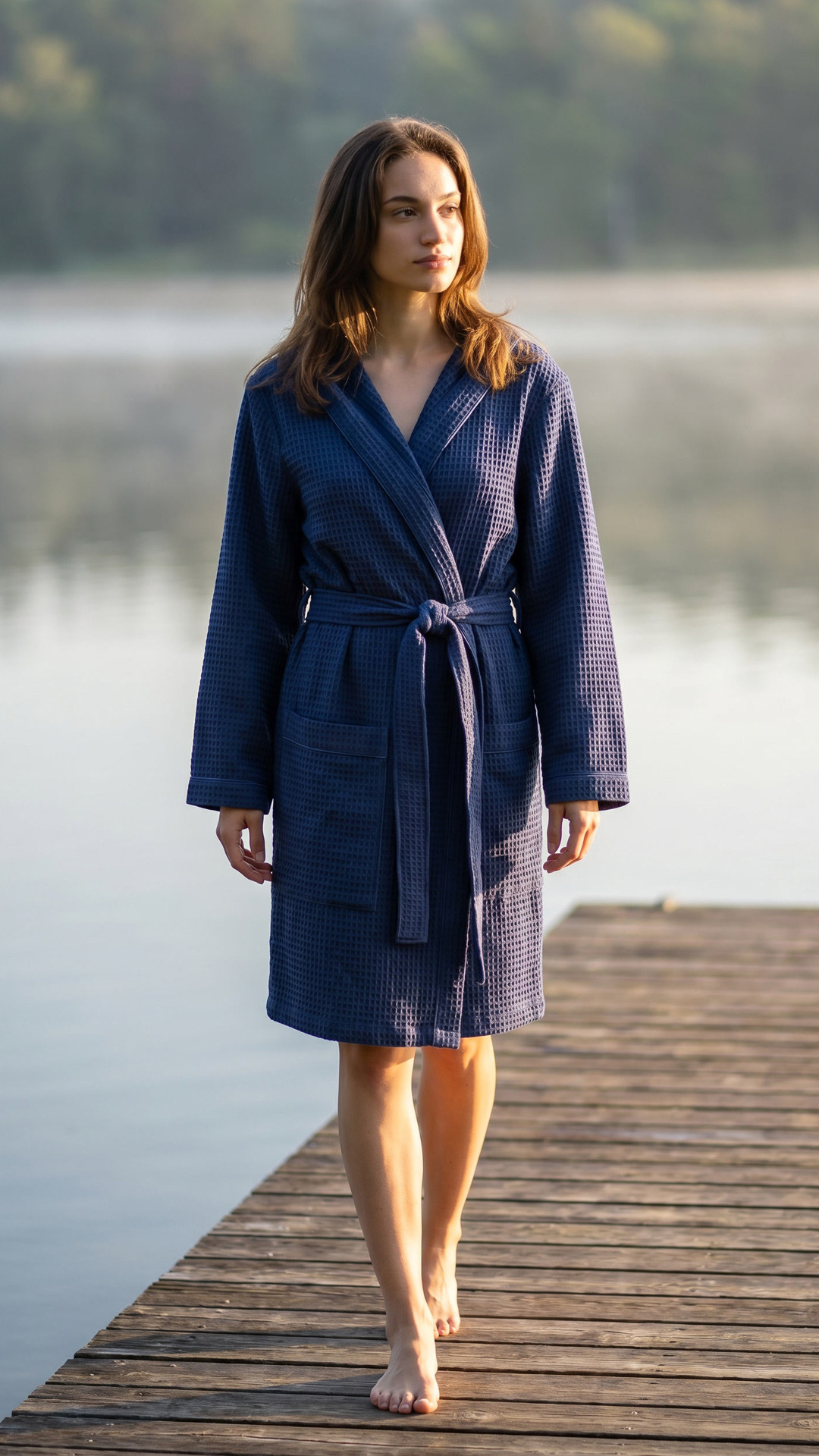 Dámský vaflový župan s kapucí Vestis Saimaa Midnight Sapphire XL