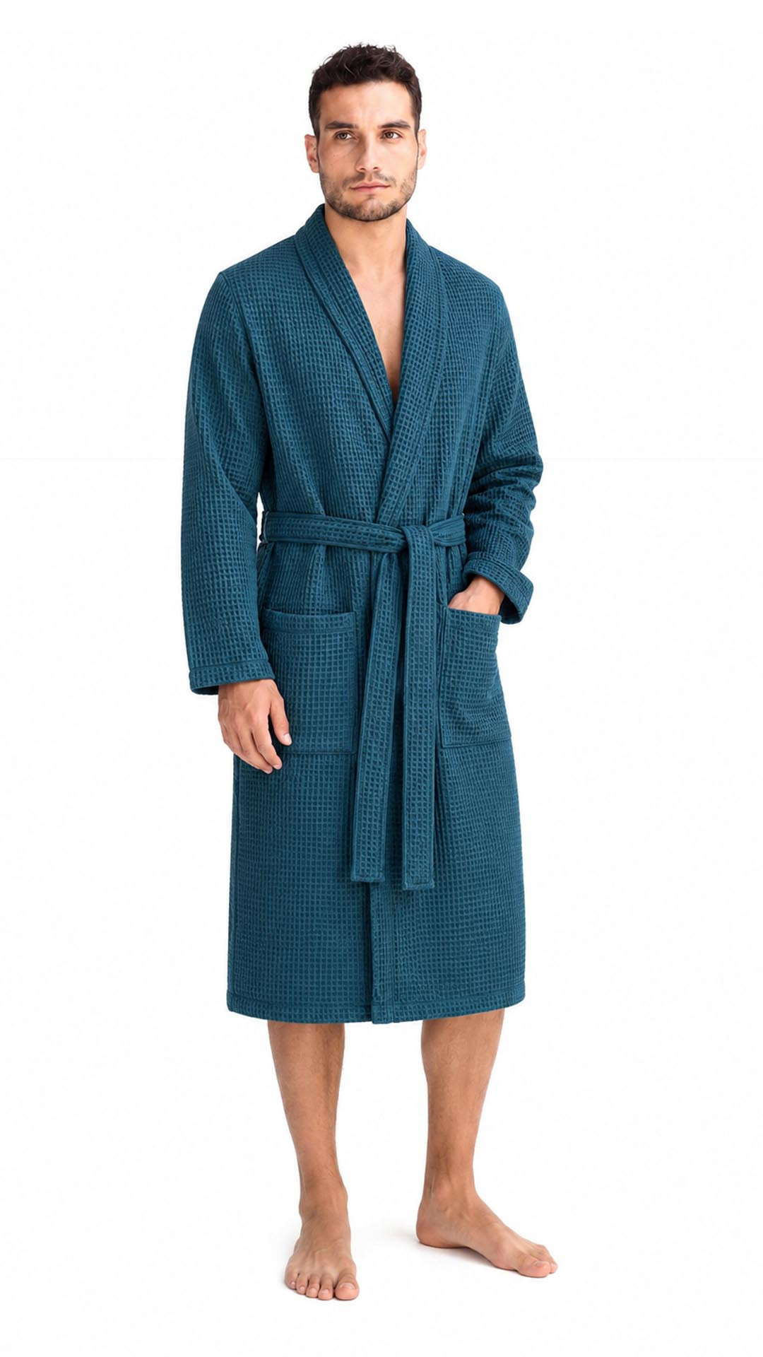 Pánský vaflový župan Vestis Saimaa Teal XXL (obrázek 3)