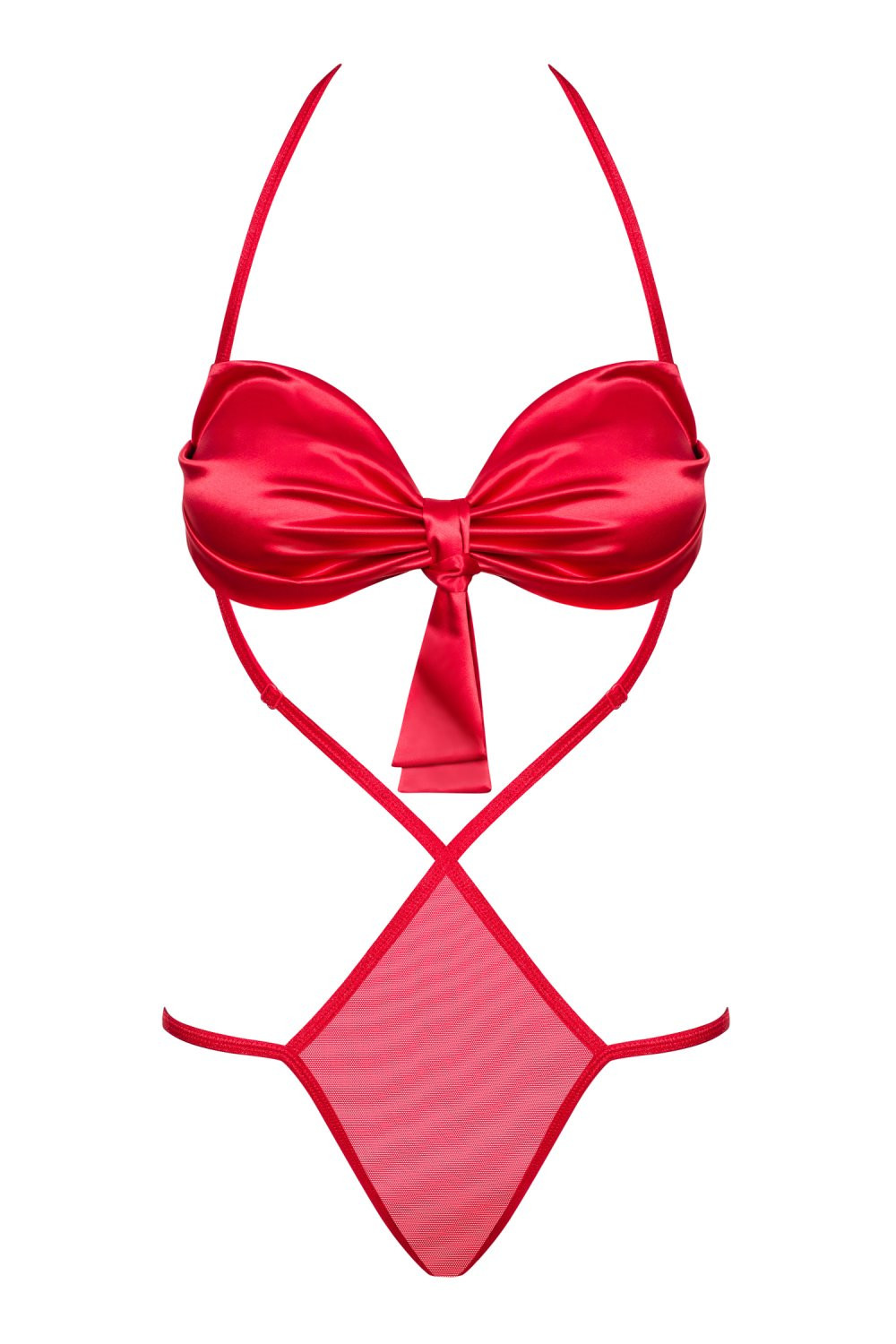 Erotické body model 16133563 teddy - Obsessive Barva: Červená, Velikost: L/XL
