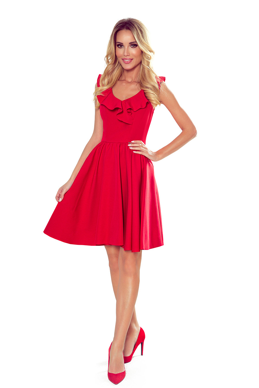 Dámské šaty 307-1 Pola - NUMOCO Červená XS