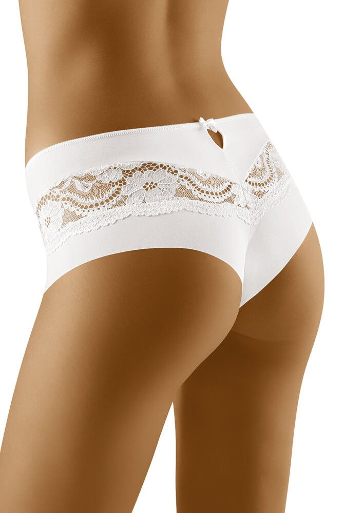 Kalhotky brazilského střihu s krajkou Nina bílé Barva: bílá, Velikost: XL