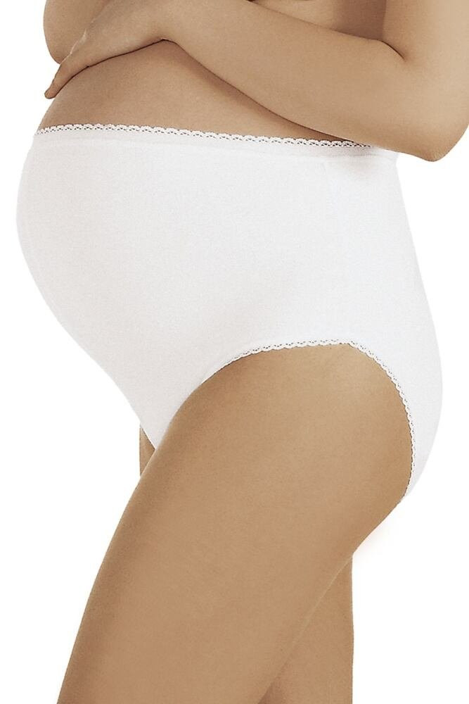 Bavlněné těhotenské kalhotky Mama Maxi bílé L