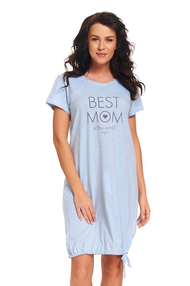 Mateřská noční košile Best mom světle modrá XL