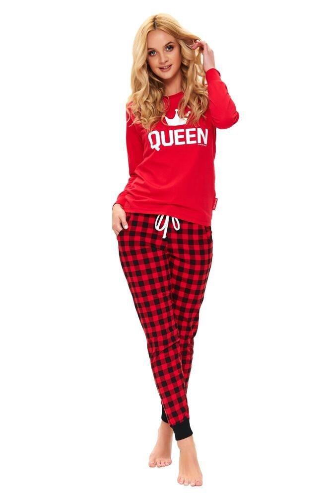 Dámské pyžamo Queen červené dlouhé S