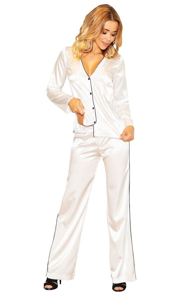 Saténové pyžamo model 8248867 ecru L - Kalimo