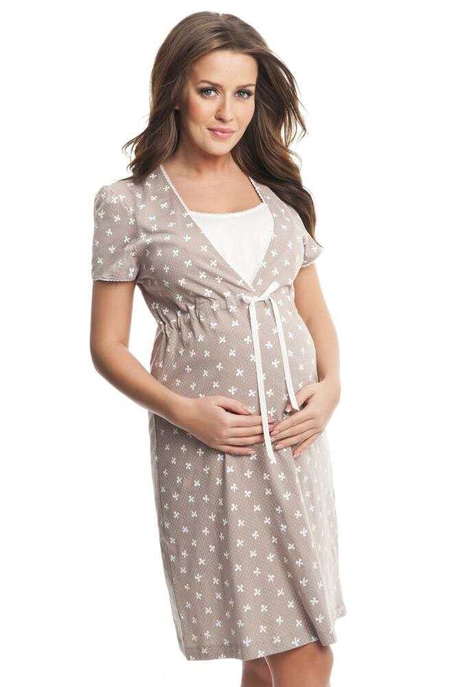 Kojicí a těhotenská noční košile Beáta béžová Béžová XXL