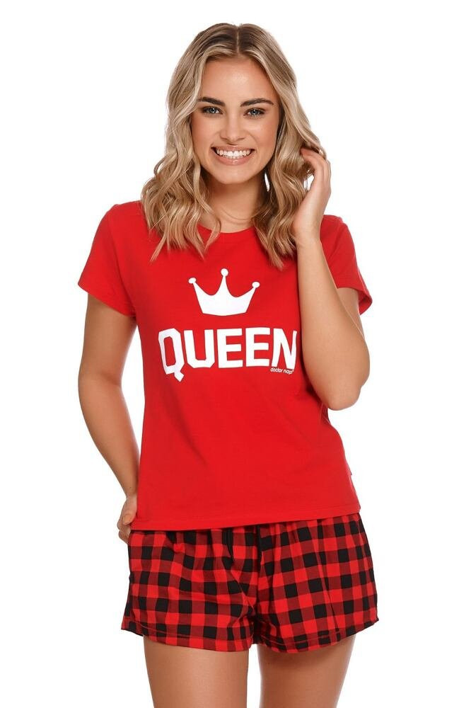 Krátké dámské pyžamo Queen červené Barva: červená, Velikost: XL
