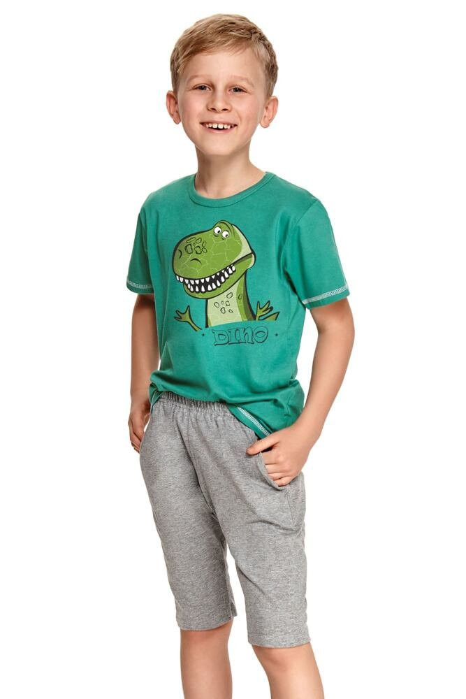 Levně Chlapecké pyžamo Alan tmavě zelené s dinosaurem zelená 104