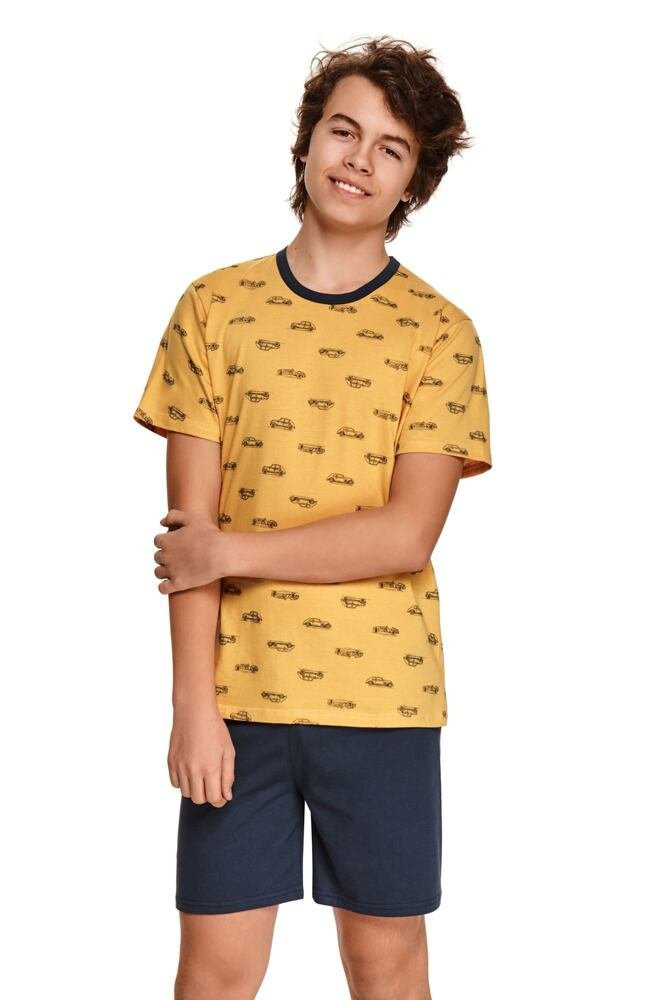 Levně Chlapecké pyžamo Max žluté s auty 104