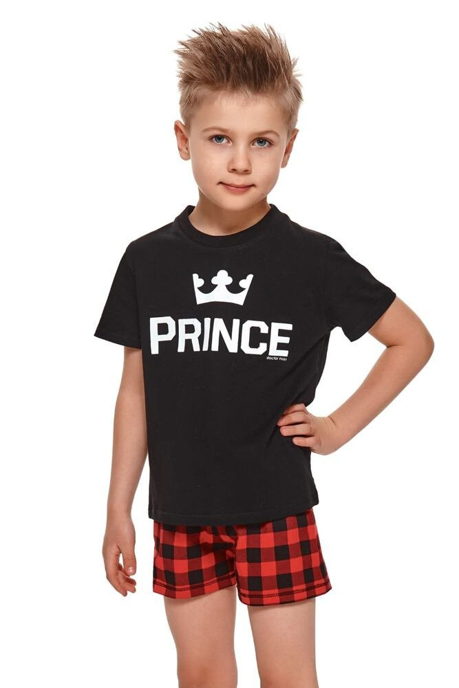 Krátké chlapecké pyžamo Prince černé černá 134/140