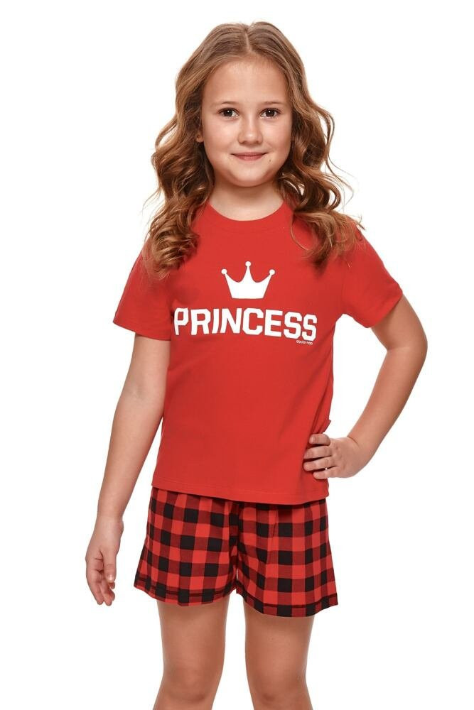 Krátké dívčí pyžamo Princess červené Barva: červená, Velikost: 122/128