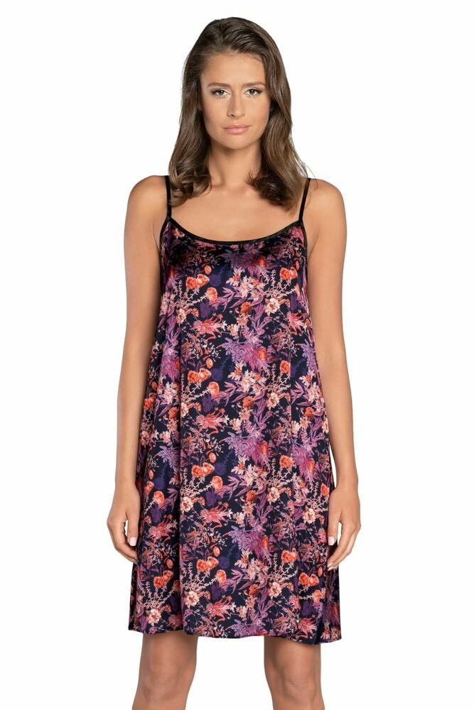 Saténová košilka negližé model 16167033 fialová květiny L - Italian Fashion