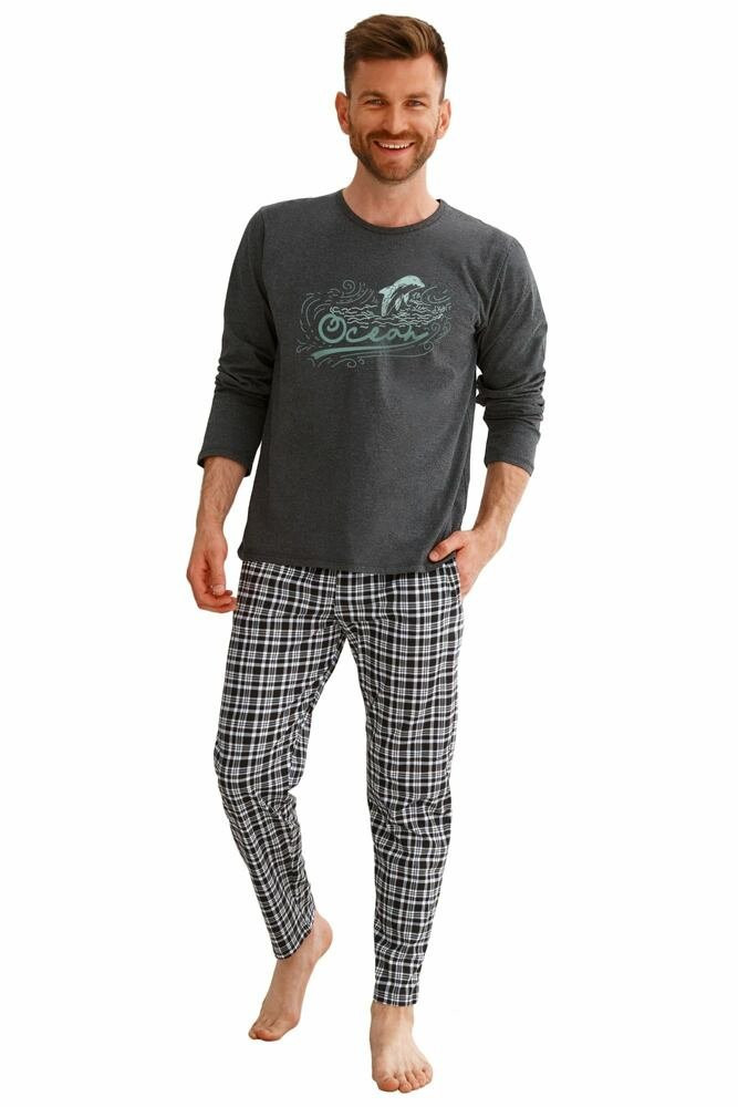 Pánské pyžamo model 16167064 tmavě šedé s potiskem XXL - Taro