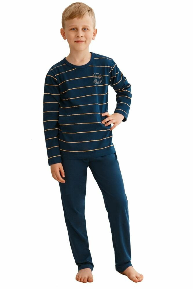 Levně Chlapecké pyžamo Harry tmavě modré s pruhy 104