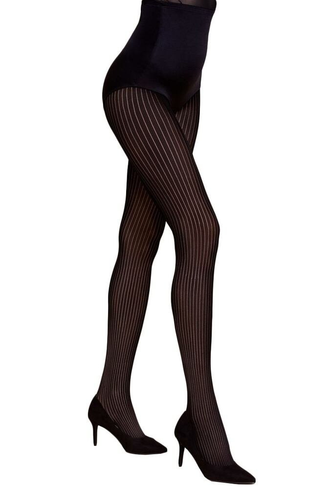 Punčochové kalhoty Lina černé s pruhy Barva: černá, Velikost: L