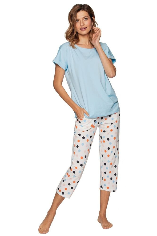 Luxusní dámské pyžamo model 17125219 modré - Cana Barva: modrá, Velikost: S
