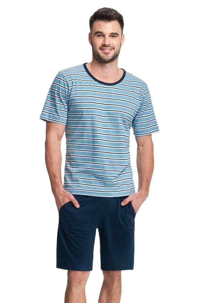 Pánské pyžamo model 17144639 modré proužky - Luna Barva: modrá, Velikost: L