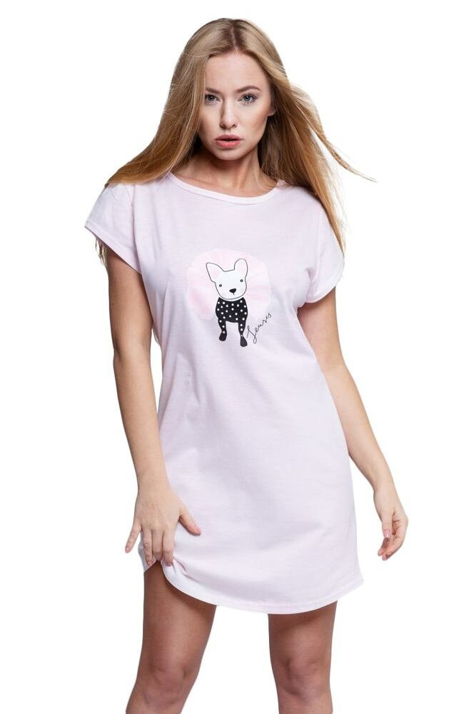 Noční košilka Mila růžová se psem XL