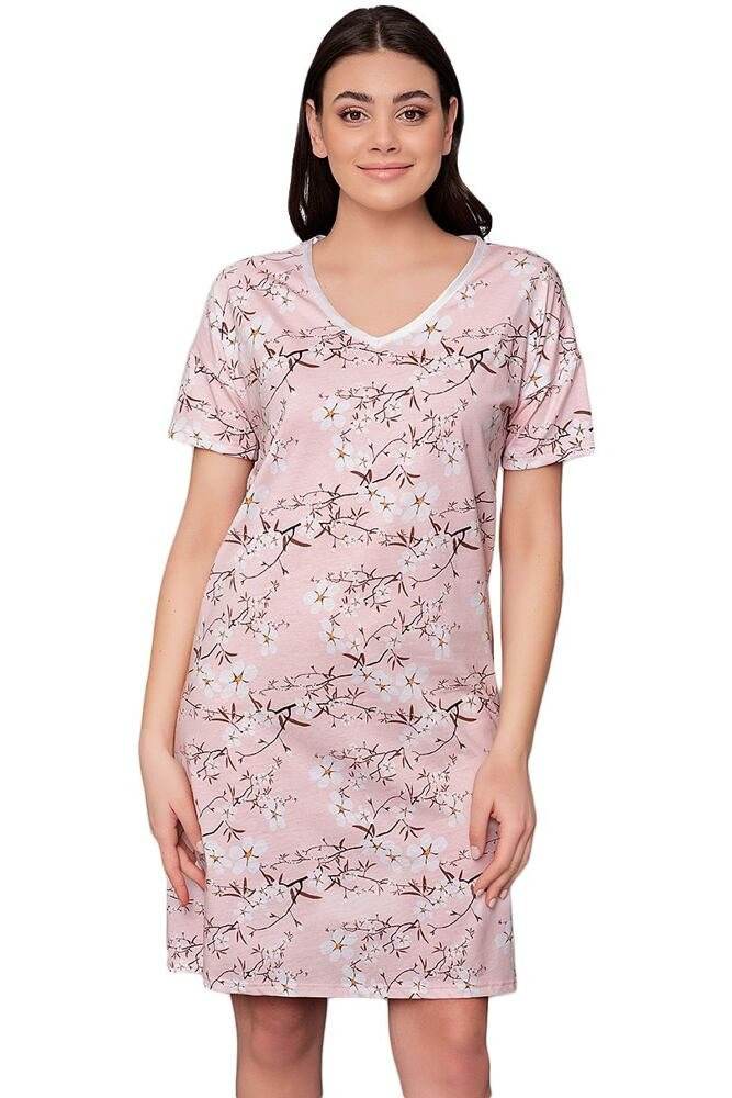Noční košilka model 17333498 růžová s květy L - Italian Fashion