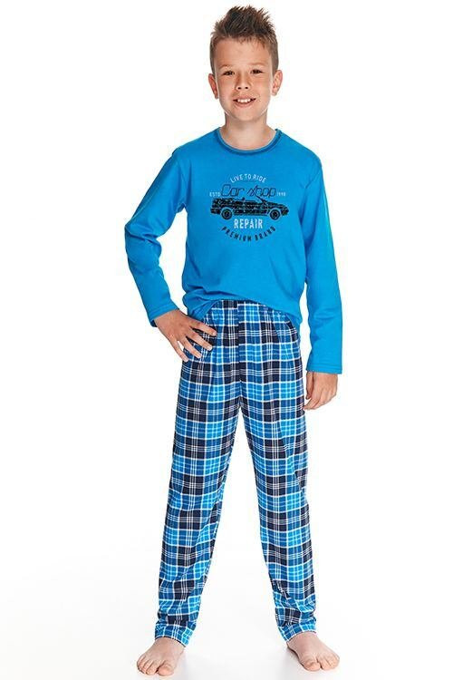 Levně Chlapecké pyžamo Mario modré s autem modrá 110