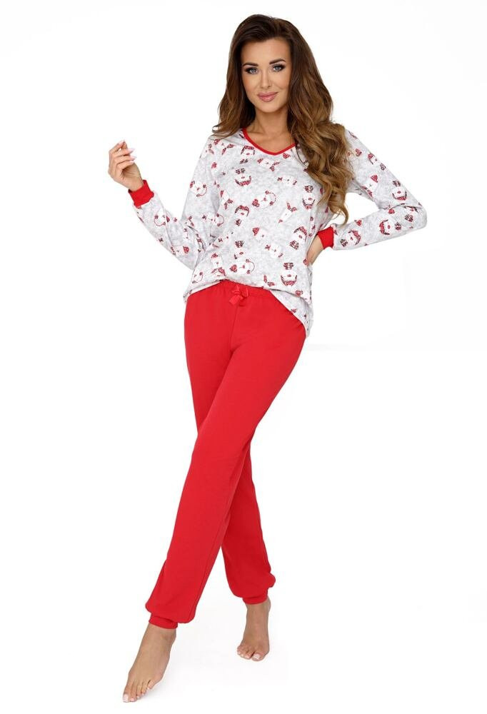 Luxusní dámské pyžamo Teddy šedo-červené Barva: šedá, Velikost: XXL