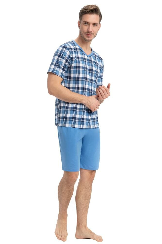 Pánské pyžamo Orin modré káro Barva: modrá, Velikost: XXL