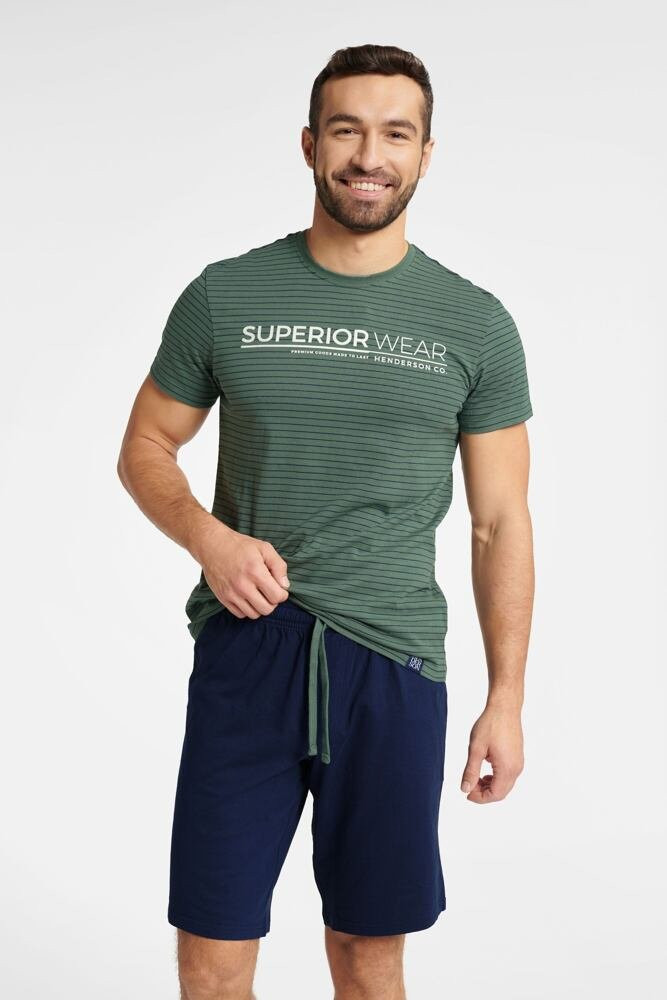 Pánské pyžamo Webber zelené s pruhy Barva: zelená, Velikost: L
