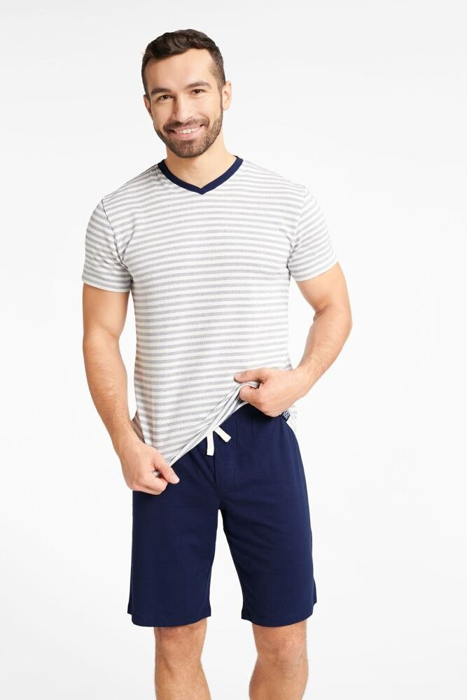 Pánské pyžamo Weal bílo-modré s pruhy Barva: modrá, Velikost: XL