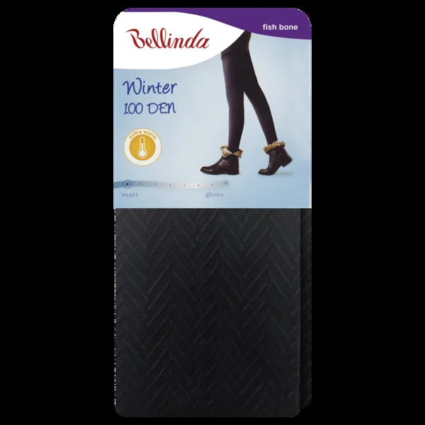 Dámské zimní punčocháče, extra hřejivé WINTER 100 DEN - BELLINDA - ribbed L (obrázek 3)