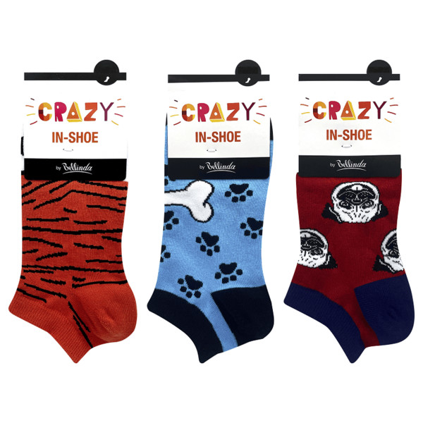 Zábavné nízké crazy ponožky unisex v setu 3 páry CRAZY IN-SHOE SOCKS 3x - BELLINDA - oranžová 35 - 38