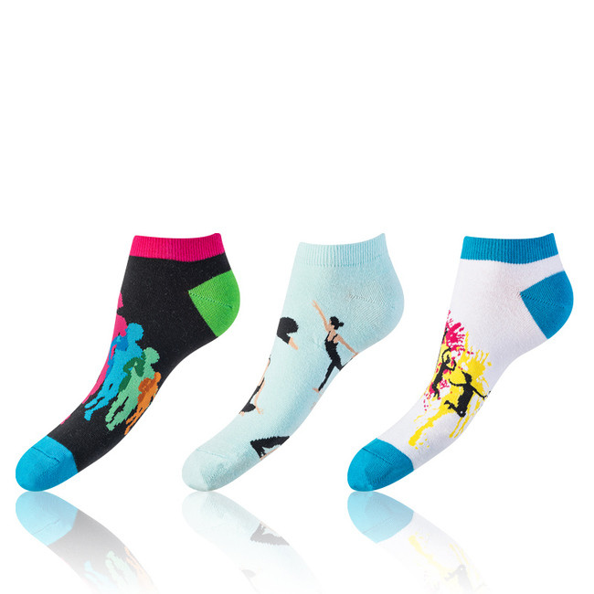 Zábavné nízké crazy ponožky unisex v setu 3 páry CRAZY IN-SHOE SOCKS 3x - BELLINDA - modrá 35 - 38