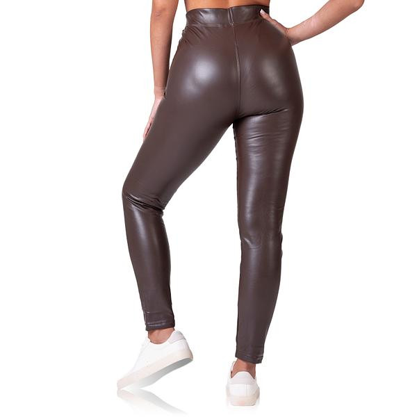Dámské legíny koženého vzhledu RELAX & GO LEATHEROPTIC LEGGINGS - BELLINDA - tmavě hnědá L (obrázek 3)
