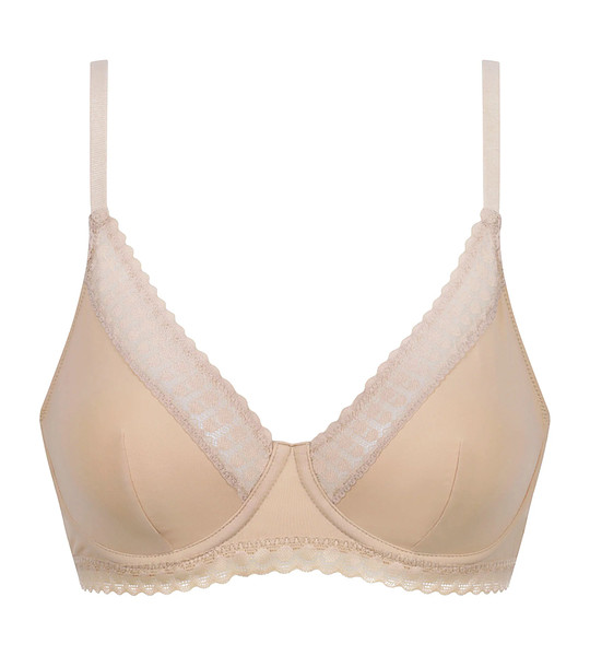 Dámska čipkovaná podprsenka s kosticami DIM DAILY MICRO FOULARD BRA - DIM - nude 70 B