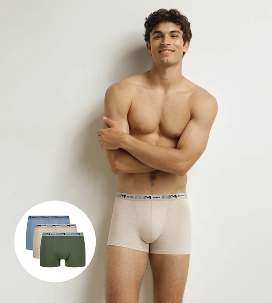 Pánske boxerky z organickej bavlny 3ks DIM COTTON STRETCH BIO BOXER 3x - DIM - zelené XL