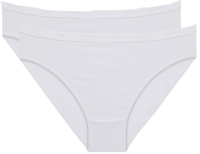 Dámské bavlněné kalhotky 2 ks DIM COTTON BIO MINISLIP 2x - DIM - bílá L