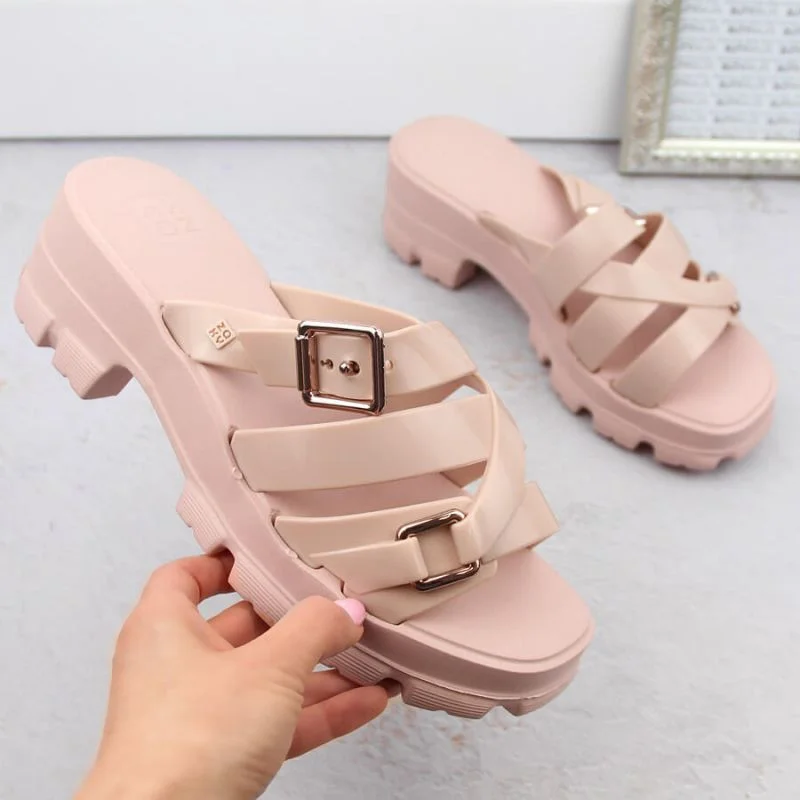 Zaxy voňavé nude žabky na podpätku W NN285044 INT2009B 40