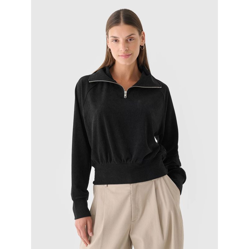 Dámská velurová mikina 4F 4FRAW24TSWSF2054-20S bez kapuce s