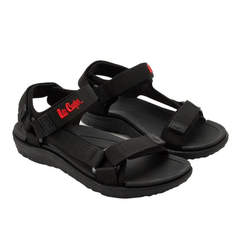 Lee Cooper pánske sandále na suchý zips na letnú pláž svetlo čierne 43