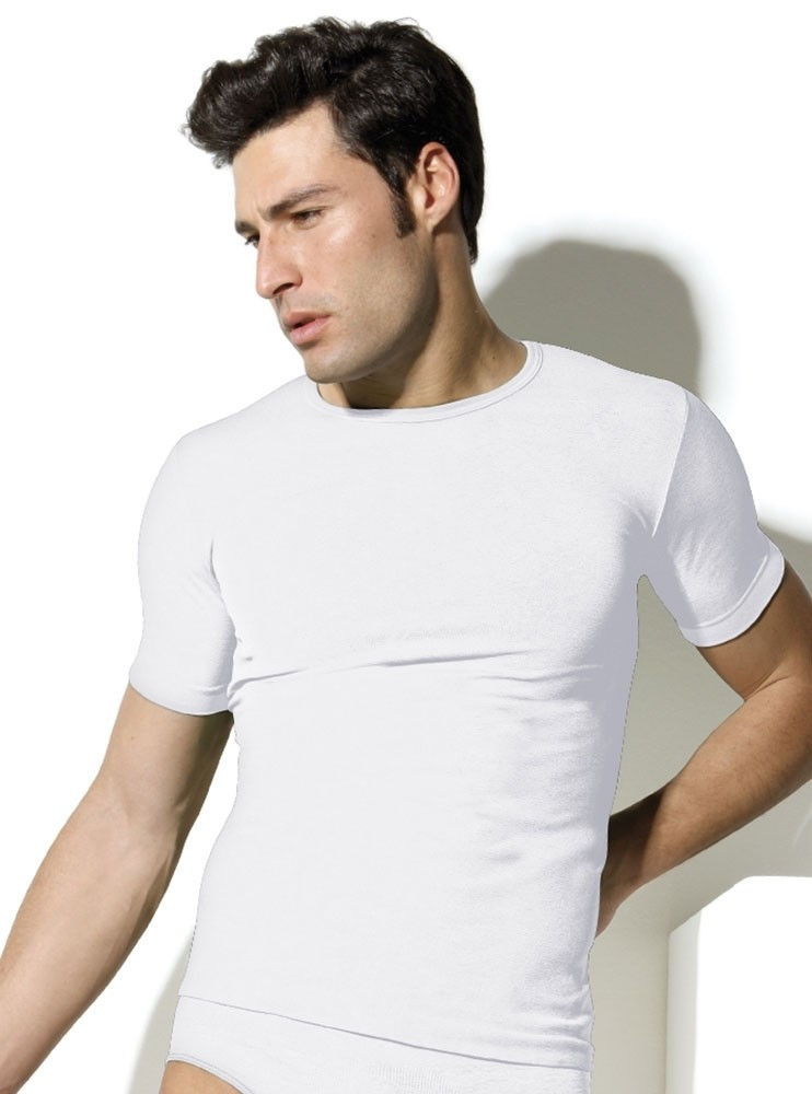 Pánské triko bezešvé T-shirt girocollo mezza manica Intimidea Barva: Bílá, velikost S/M