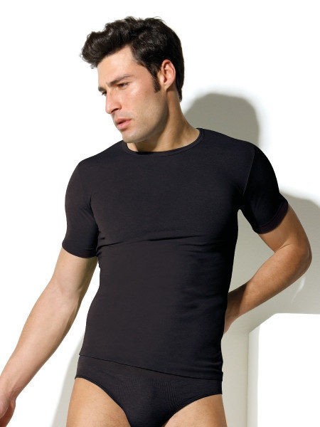 Pánské triko bezešvé T-shirt girocollo mezza manica Intimidea Barva: Černá, velikost L/XL