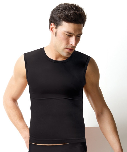 Pánské triko bezešvé T-shirt girocollo smanicata Intimidea Barva: Černá, Velikost M/L