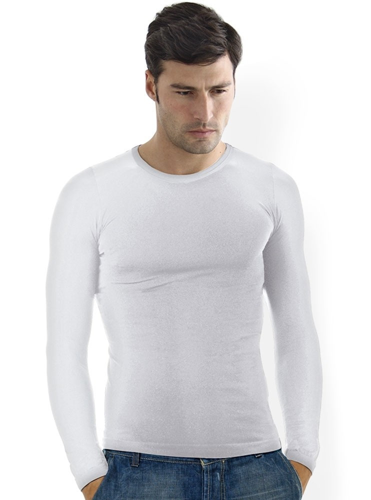 Intimidea Pánské triko bezešvé T-shirt girocollo manica lunga Barva: Bílá, velikost S/M