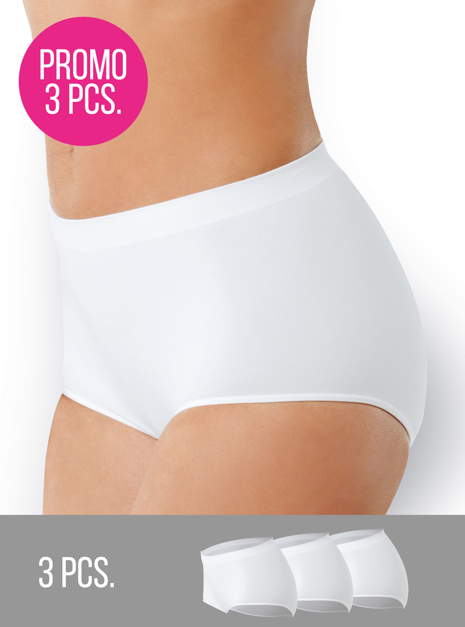 3PACK- Kalhotky s vyšším pasem bezešvé Culotte Intimidea Barva: Bílá, velikost L/XL