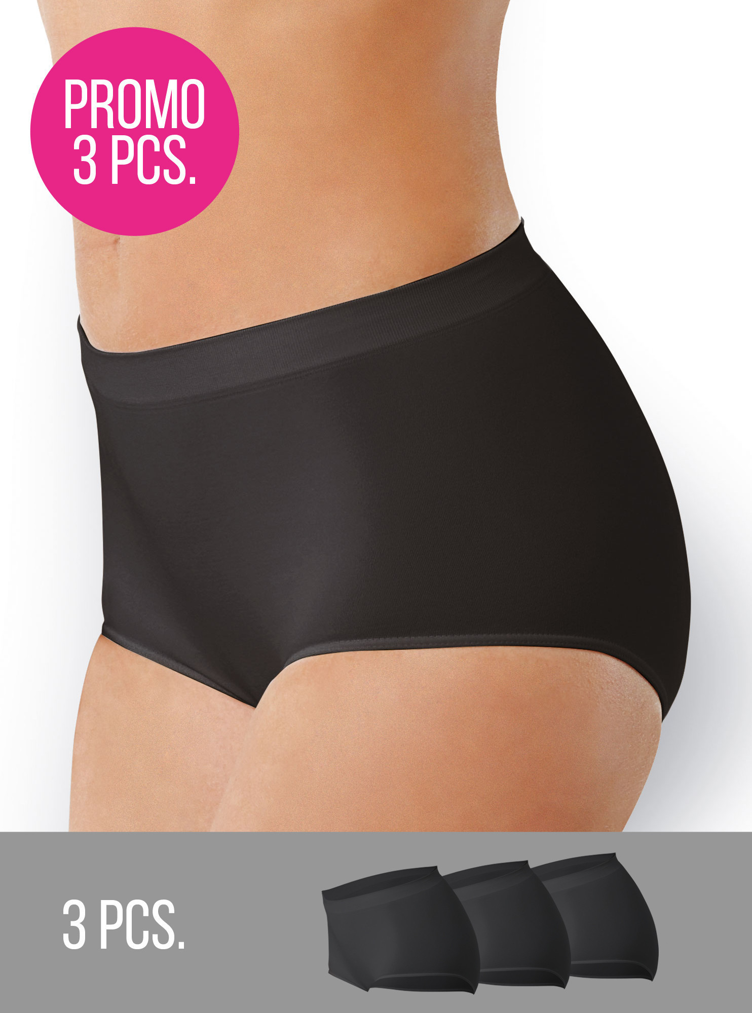 3PACK- Kalhotky s vyšším pasem bezešvé Culotte Intimidea Barva: Černá, Velikost M/L