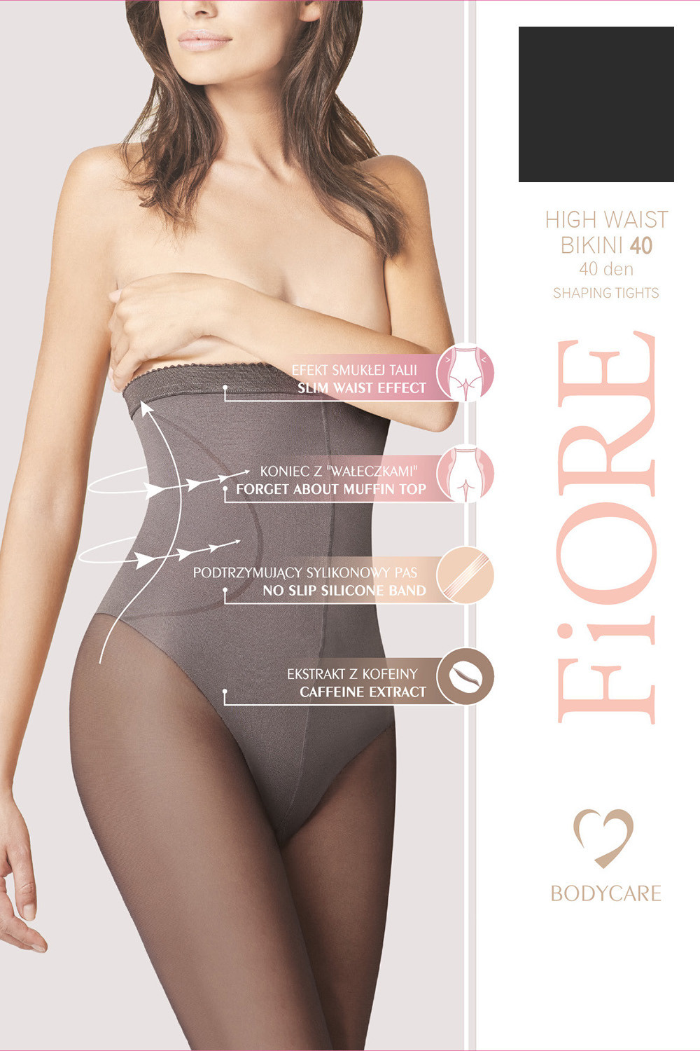Fiore High Waist Bikini 40 den M5219 kolor:black 3-M