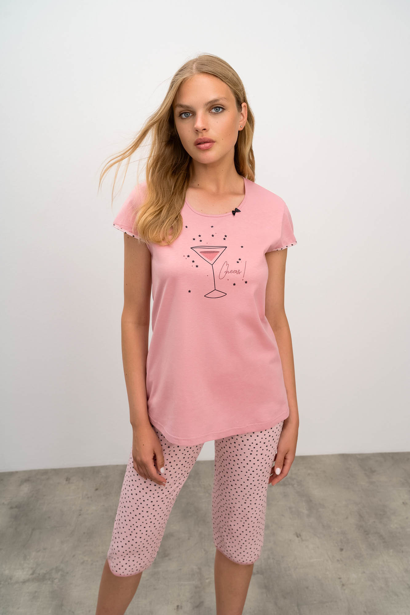 Vamp - Dvoudílné dámské pyžamo 16295 - Vamp Barva: pink gray, Velikost: M