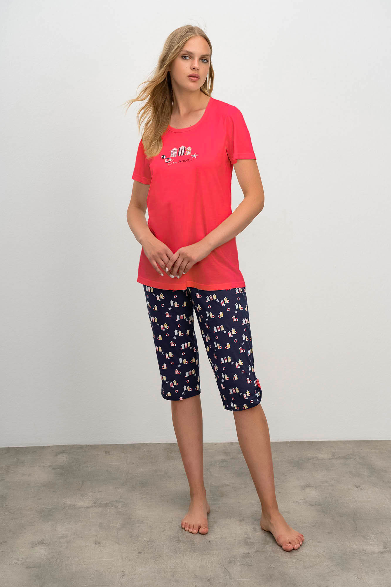 Dvoudílné dámské pyžamo model 17160612 - Vamp Barva: coral sun, Velikost: L